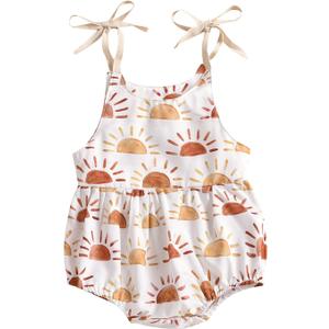 Infant Newborn Baby Girl Floral Romper Kids Spaghetti Strap One Piece Jumpsuit Shorts Toddler Summer Overall Clothes, 6-12M