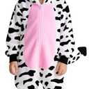 Gorkonpy Cow Costume Kids Girls Animal Onesie Pajamas Halloween Party Dress Up (4-5T), Size S