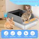Stainless Steel Rabbit Litter Box w Hay Feeder and Litter Scoop, 19.7 x 13.8 x 7.9 Inch Large Litterboxes w Raised Grid, High Sided Kiter (X-Large)