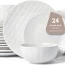 24 Piece Dinnerware Sets for 8, Premium Stoneware Plates and Bowls Sets, Microwave & Dishwasher Safe, Elegant Dishes for Entertaining & Special Occasions A Stunning Gift for Large Families