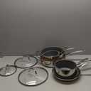 Martha Stewart Delaroux 10 Piece Stainless Steel Pots and Pans Kitchen Cookware Set w/PFAs Free Premium Nonstick Ceramic Interior