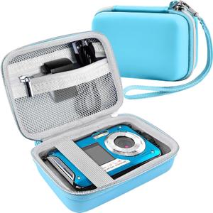 Leayjeen underwater camera case Compatible with YISENCE/HICSHON Waterproof Digital Camera Underwater Camera Full HD 2.7K 48 MP Video Recorder and More Accessories-Blue (Case Only)