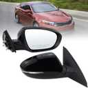 Right Passenger Side Mirror Compatible With 2014 2015 Kia Optima With Manual Folding Power Glass Turn Signal Heated Black Replace#876204C501(6Pins)