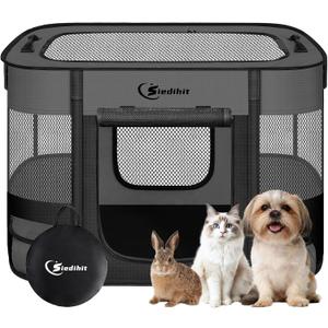 Dog Playpen,Cat Pet Puppy Pen,Portable Playpens for Dogs Indoor Outdoor Travel Camping Use,Foldable Dog Kennel Tent Crate for Rabbit Small Animals with Carrying Case (Dark Grey, Small)