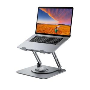 Laptop Stand for Desk, Adjustable Computer Stand with 360° Rotating Base, Ergonomic Laptop Riser for Collaborative Work, Foldable & Portable Laptop Stand, Fits for All 10-16" Laptops (Grey)