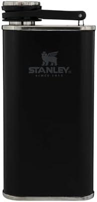 Stanley Classic Easy Fill Wide Mouth Flask 8 oz | Leakproof Hip Flask | Hinge Connected Never Lose Cap | Insulated Stainless Steel Liquor Container | BPA-Free | Matte Black