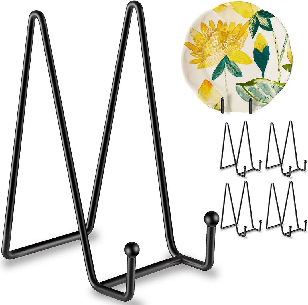 Hoewina 5 Pack 6 Inch Plate Stands for Display, Plate Holder Display Stands, Metal Frame holder stand for Book, Picture, Decorative Plate, Photo and Platter, Tabletop Art