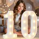Pooqla 10th Birthday Decorations for Girls Boys, Large 12.6 in Tall Light Up Numbers for 10th Party Decorations Table Decor, Big Marquee Numbers 10th Birthday Gift for Girls Wedding Anniversary Decor