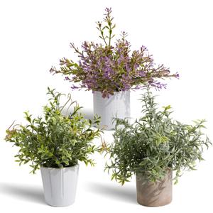 3 Pack Small Fake Plants in Farmhouse Pulp Pot, Artificial Plants Indoor for Home Decor, Small Faux Plants Indoor for House Bathroom Kitchen Office Shelf Counter Desk Table Room Decor