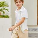 Arshiner Boys Cotton Linen Shorts Summer Beach Shorts Elastic Waist Drawstring Short with Pockets Size 6-18 Khaki