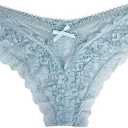 Love Salve Women's Criss Cross Crotch Lace Underwear (Large-X-Large, Light Blue)
