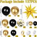 KARLURE Black and Gold Balloons Arch Kit with Black Gold Confetti Balloons for 2026 Graduation Decorations Class Grad Men Birthday Party Prom Retirement Masquerade Anniversary Party Decorations