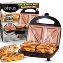 Gotham Steel Nonstick Panini Press Sandwich Maker, 2in1 Breakfast Sandwich Maker Grill / Sandwich Press Grill with Indicator Light, Grilled Cheese Maker Makes 2 Sandwiches with Easy Cut Edges