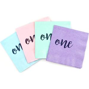 One Pastel Rainbow 21st First Birthday Party Paper Napkins (24 Pack)