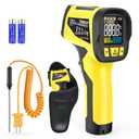 Infrared Thermometer Gun,-40F to 1472F,Digital Laser Temperature Gun with Thermocouple Probe, Non-Contact IR Temp Gun for Cooking, Pizza Oven, HVAC, Engine, Griddle, Adjustable Emissivity & MAX