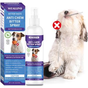 No Chew Spray for Dogs - 6.76 Fl Oz, Bitter Apple Spray for Dogs, Dog Deterrent Spray, Stops Chewing and Licking, Protects Furniture, Prevents Wound Licking, Non-Toxic, Alcohol-Free