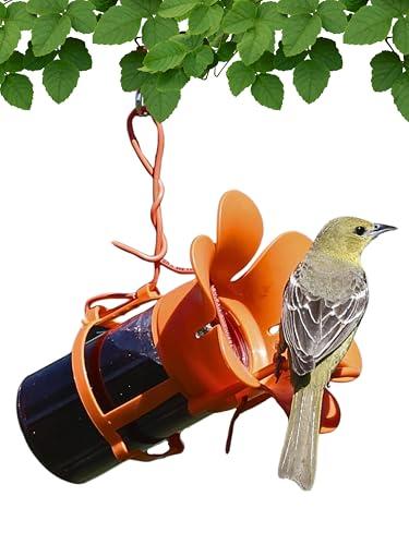 Songbird Essentials Jelly Bird Feeder, Oriole Feeder, Easy to Fill with Jelly or Jam, Plastic Jar Included. Fits Most 10-12 Ounce Jelly Jars