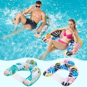 2 Pack Pool Floats Adult,OKSUWATER Pool Floaties for Adults with Two Cup Holders Inflatable Pool Floats Chairs, Lake Floats for Adults Toys Applies to Water Play Party (Multicolor)