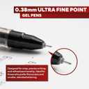 XFasten Extra Fine Point Pens 0.38mm 24-Pack Japanese-Style Fine Tip Gel Ink Ballpoint Pen Black, Smooth Ink Flow, Smudge-Free, Quick-Drying, No Smear for Journaling, Note-Taking, Office, and School