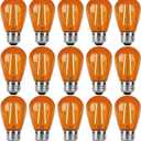 15 Pack S14 LED Light Bulb Orange Led Replacement Bulbs 2W S14 LED String Light Vintage Edison Bulb E26 Base Plastic Shatterproof Decorative Bulb for Outdoor Home Patio Christmas Decor(Orange)