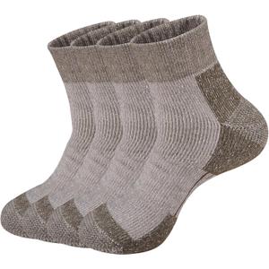 ECOEY Men's Merino Wool Cushioned Hiking Trekking Socks 4 Pairs, Quarter Length with Moisture Wicking (10-13, Oliver2)