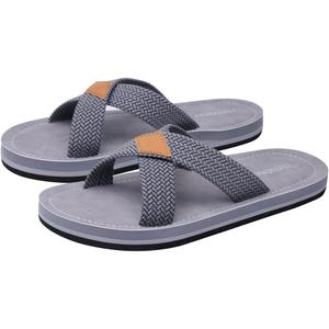 Harssidanzar Men Cross Slide Sandals Slip on Comfortable Lightweight Summer Slipper Shoes For Indoor and Outdoor Quick-Dry KM229US (8, Grey)