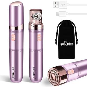 Gurelax Hair Removal Epilator for Women, Facial Epilator Hair Remover, Plucker for Face, Lip, 2-in-1 Epilation System, 18 Carat Gold Plated Head, All Ages and Skin Types,with Brush, Pouch