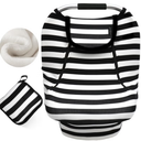 ACRABROS Car Seat Covers for Babies,All Season Infant Carseat Cover Canopy for Boys and Girls,Stretchy Adjustable Peeping Window with Mesh Cover,Warm Breathable Universal,Black White Stripe