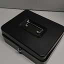 xydled Locking Steel Large Cash Box with Removable Coin Tray and Key Lock,9.84"x 7.87"x 3.54",Black