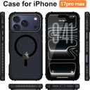 Magnetic for iPhone 17 Pro Max Case, Compatible with Magsafe, Bumper Protective Cover, Slim Shockproof Anti-Scratch Translucent Matte Men Women Phone Case for iPhone 17 Pro Max 6.9", Black