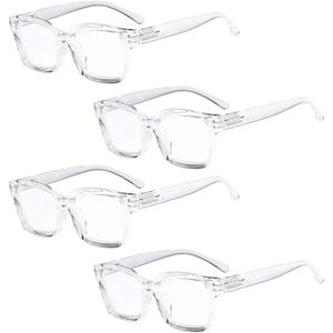 Eyekepper 4 Pack Ladies Reading Glasses - Oversized Square Design Readers for Women Transparent