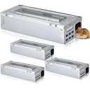 Qualirey 4 Pack Multi Catch Mice Trap Clear Top Humanized Mouse Trap Rodent for Indoor Outdoor Rat Control Pet and Security (4.5 Inch,Silver)