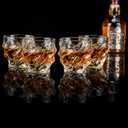 KANARS Whiskey Glasses for Men, 9 Oz Crystal Bourbon Glass Set of 4, Old Fashioned Rocks Barware for Scotch Cognac Vodka Cocktail Rum, Whisky Gifts Set for Valentine's Day Birthday Retirement