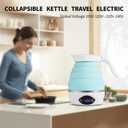 AUCOO Collapsible Travel Kettle Electric Portable Foldable Kettle for Boiling Water, Suitable for 110V & 220V Dual Voltage, for Tea & Coffee, 850W Small Mini BPA-free Silicone Blue electric kettle