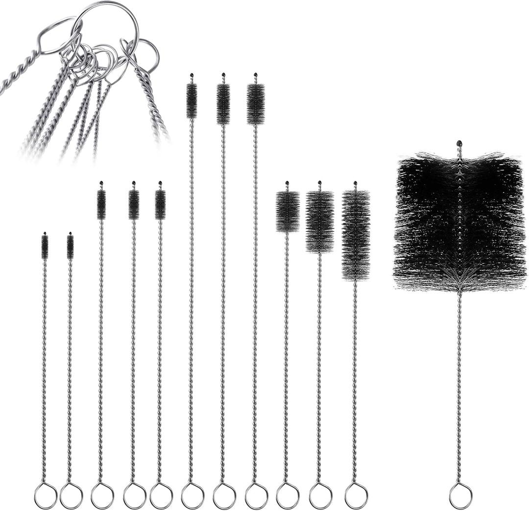 Reallnaive 12 Pcs Engine Brush Kit Car Engine Brush Cleaning Kit Long Nylon Brushes for Auto Cleaning