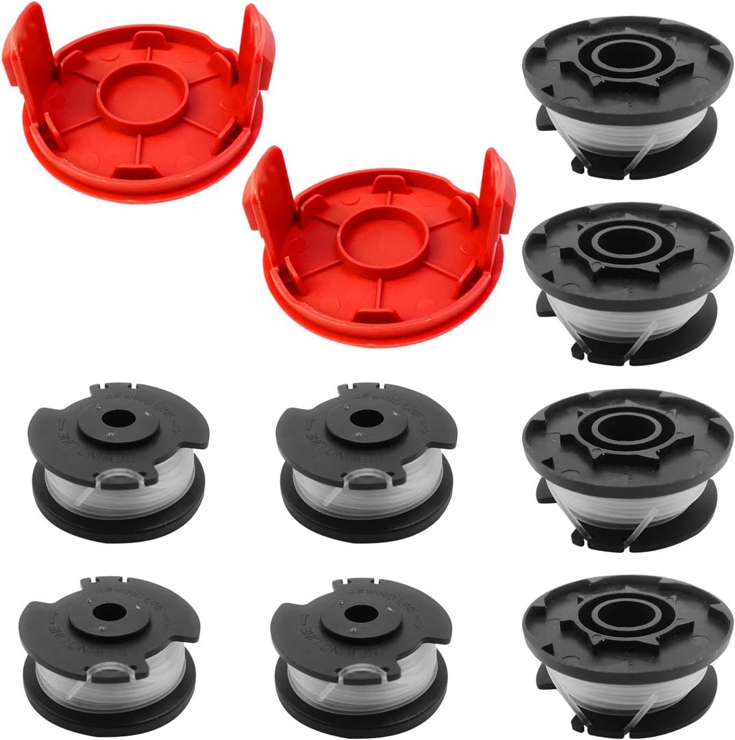 CDIYTOOL Replacement Trimmer Spool, TLH-02 Hy-perTough HT-19-401-003-06, HT-19-401-003-07, 20V Max Cord-Less 12/13inch String Trimmer HT21-401-003-02/03/04, 0.06in/1.6mm Dia, 17FT (8pcs spools+2caps)