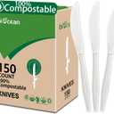 100% Compostable No Plastic Knives Plastic Forks Plastic Spoons Plastic Utensils, The Heavyweight Heavy Duty Flatware is Eco Friendly Products for Lounge Party Wedding BBQ Picnic Camping.