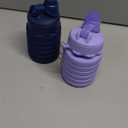 Collapsible Water Bottles Travel water bottle Sports Portable Sport Water Bottle Reusable Water Bottles comes with mountaineering Buckle 500ml silicone Water-proof camping water bottle (Dark blue+purple)