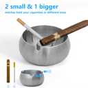JSVER Stainless Steel Cigar Ashtray with Lids for Home Office Decoration, Outdoor Patio, Balcony (Silver)