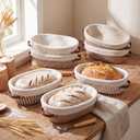 Gisafai 12 Set Banneton Bread Proofing Baskets Bulk 10 Inch Oval Cotton Rope Artisan Sourdough Bread Banneton Dough Proofing Bowls with Cloth Liners and Covers for Homemade Baking Bakery
