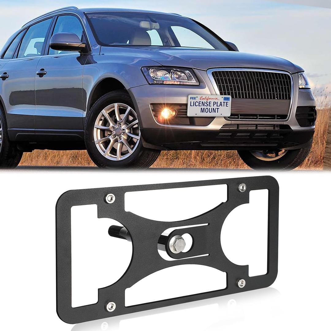 Front Bumper License Plate Mount Compatible with Audi Q5 2009-2017, No Drill Front License Plate Frames Tow Hook License Plate Bracket Holder Mounting Kit Car Accessories