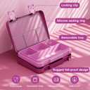 Bento Lunch Box for Kids, 4 Compartments Kids Leak Proof Bento Lunch Boxes Food Containers for School, Travel, On-the-Go Meal, Food Grade, Microwave, Dishwasher Safe Rose Red