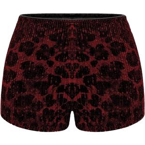 Floerns Women's Sequin Cheetah Print Rave Outfits Y2k Mini Micro Shorts (Large, Red)