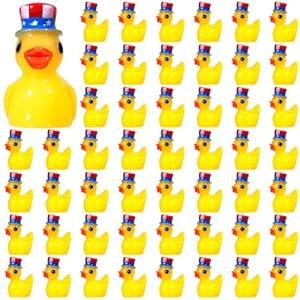 Memorywuu 100 Pcs Veterans Day Mini Resin Ducks Patriotic Duck Figurines American Flag Tiny Ducks Figurines Bulk Patriots Decor for Micro Garden Landscape(Yellow)