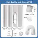 Portable AC Window Vent Kit, Adjustable Vertical/Horizontal Sliding Window Kit Plate for AC Unit, Seamless Portable AC Window Seal With 5.9 Inch Diameter, 59 Inch Length Exhaust Hose