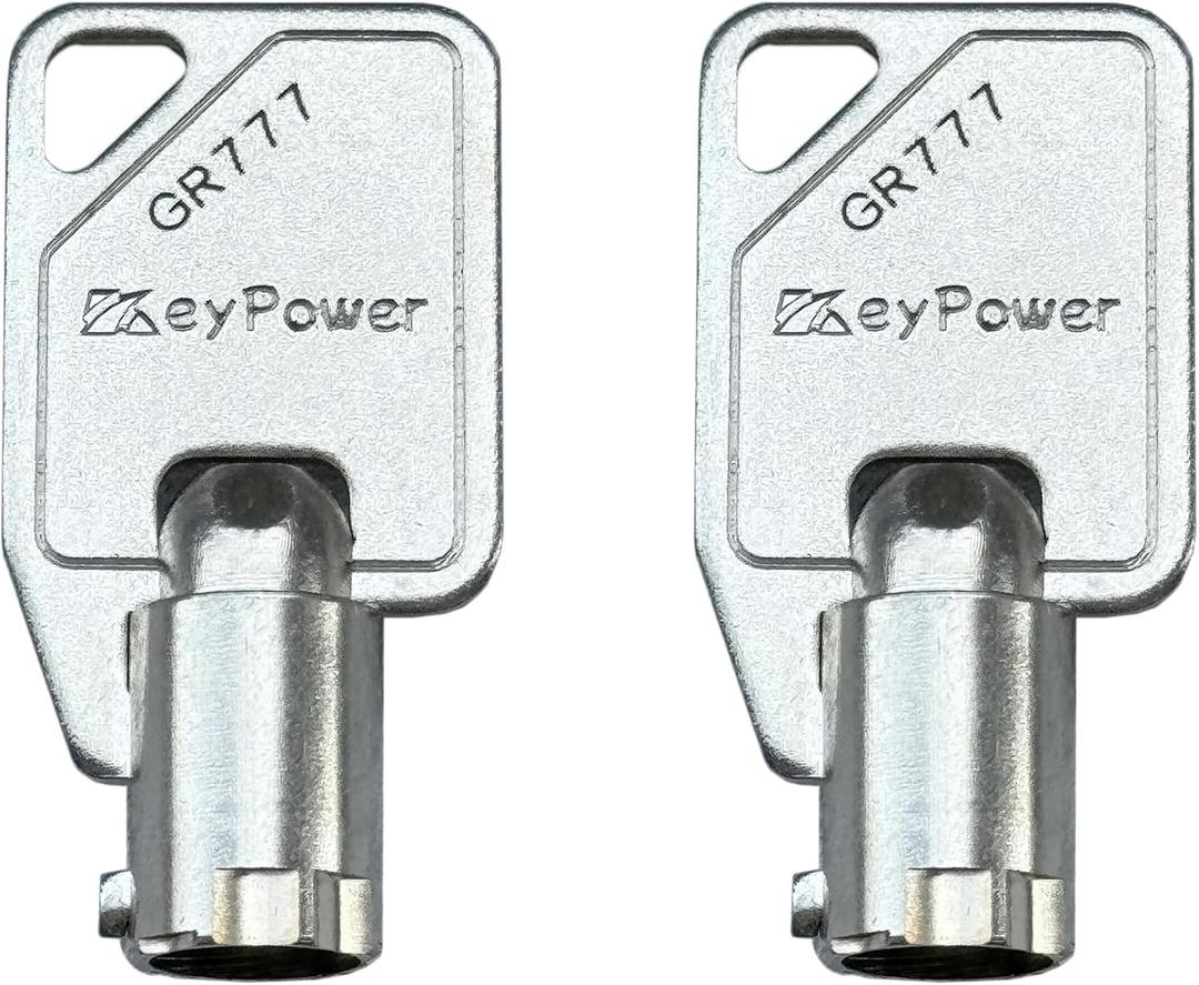 KeyPower Keys (2) GR777 Tubular Key for Whirlpool Greenwald Commercial Washer Door/Service Panel/Coin Washing Machine, Compatible with Speed Queen Maytag ESD Lock