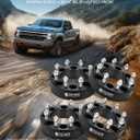 YHTAUTO 8x6.5 Inch Wheel Spacers 2 Inch Fits Chevy Silverado, GMC Sierra, Ram 2500/3500, Nissan, Hummer Models Tire Spacers w/ M14x1.5 Studs 126.15mm Center Bore 8 Lug 4PCS Black
