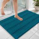 OLANLY Thick Bathroom Rugs 36x24, Extra Soft Absorbent Chenille Striped Bath Rugs, Rubber Backing, Machine Wash Dry, Bath Mats for Bathroom Floor, Tub and Shower, Home Decor Accessories, Peacock Blue