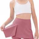 CharmWM Girls High Elastic Waist Shorts Kids Cute Active Golf Tennis Skorts Skirts Leggings Pants (Pink)