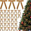 30 Pcs Christmas Velvet Wreath Bows, 5 x 7 Inch Vintage Velvet Ribbon Rustic Crafts Gift Bows for Indoor Outdoor Wreaths Garland Holiday Xmas Tree Wrapping Crafts (Khaki, Width of 1")